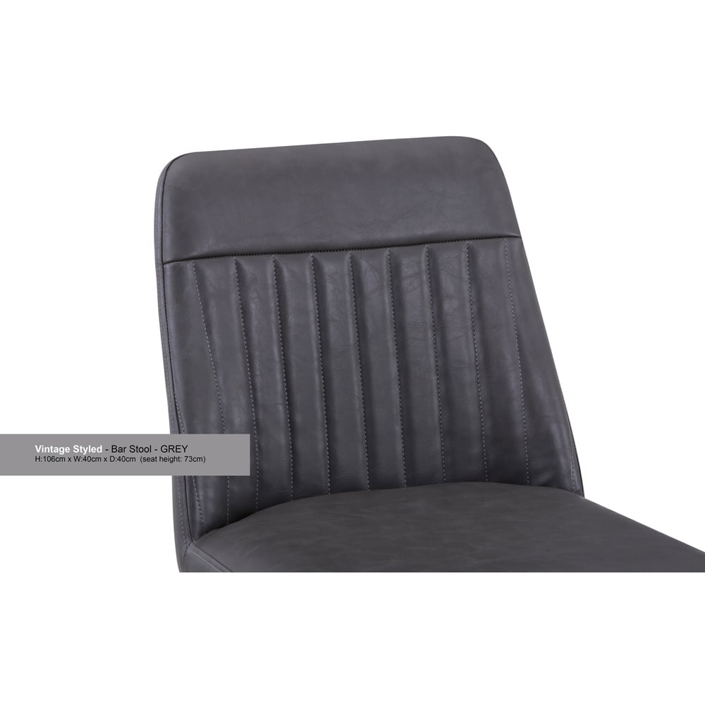 Baumhaus Grey Leather Vintage Bar Stool Set of 2 Image 5