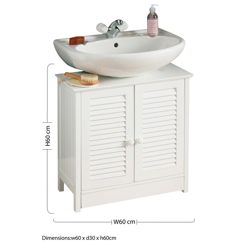 Premier Housewares White Wood Under-Sink Bathroom Cabinet Image 7
