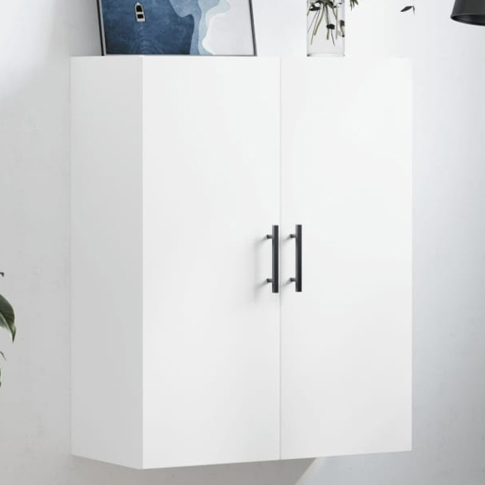 vidaXL 2 Door White Wall Mounted Slim Storage Cabinet Image 1