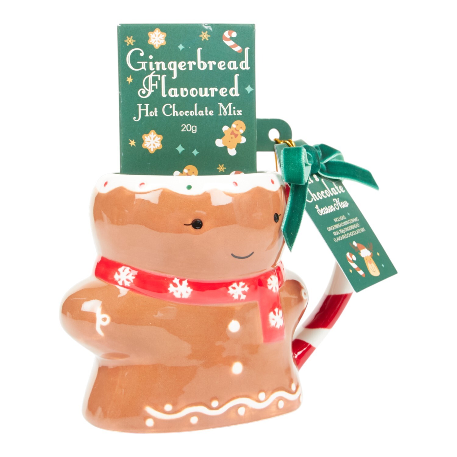 Christmas Gingerbread Man Ceramic Mug with Hot Chocolate Mix Image 3