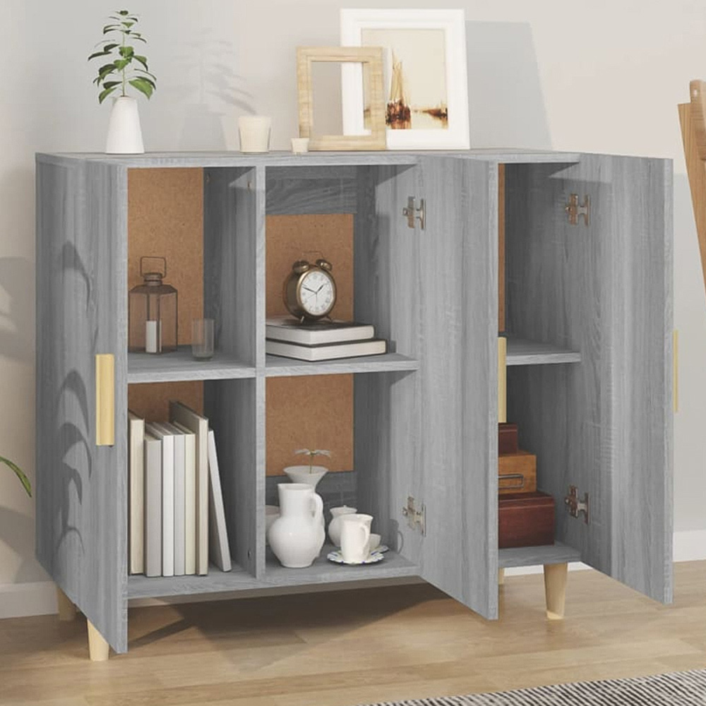 vidaXL 3 Door Grey Sonoma Sideboard Image 1