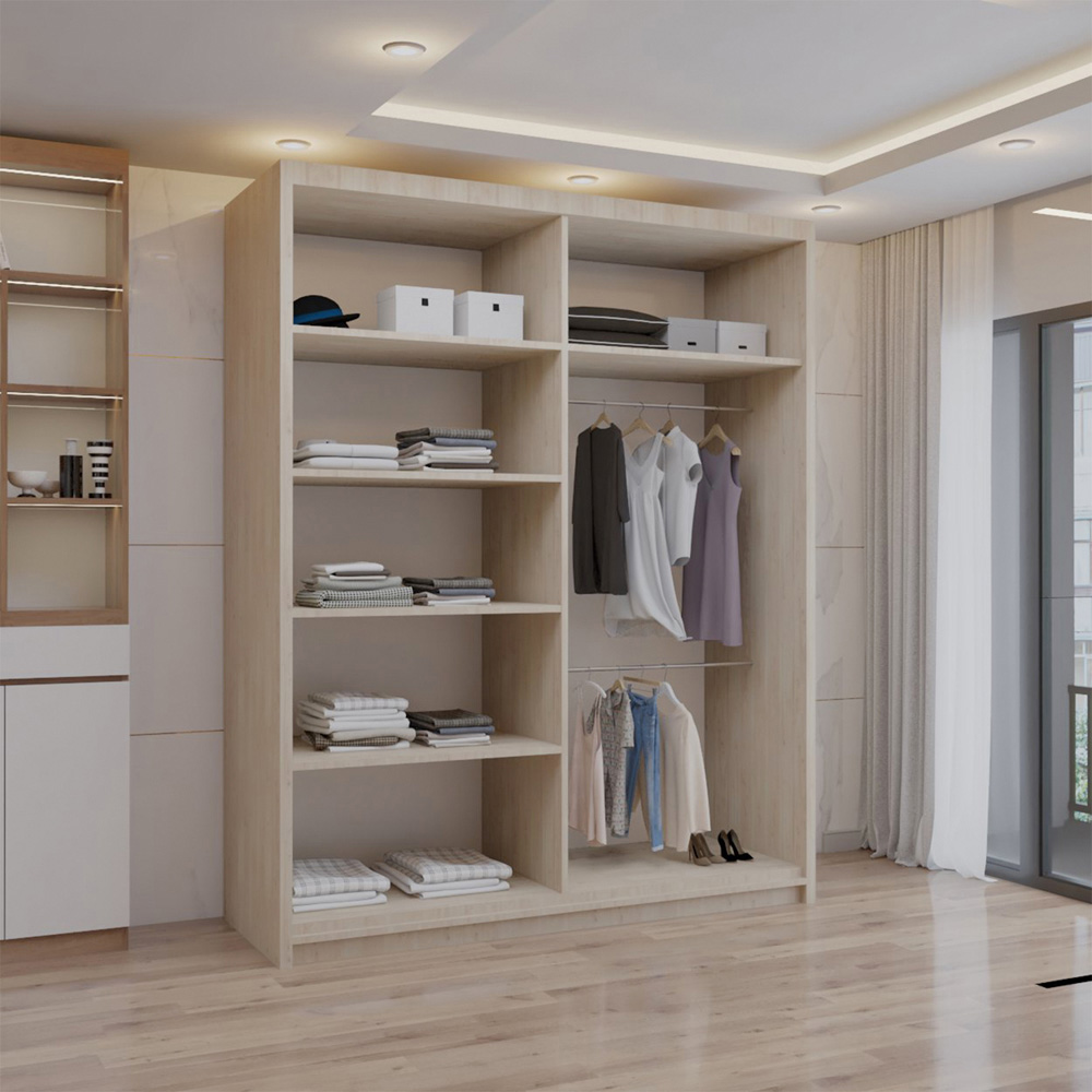 Sliding Wardrobes 4U 2 Sliding Door Oak Full Length Mirrored Wardrobe 150cm Image 2