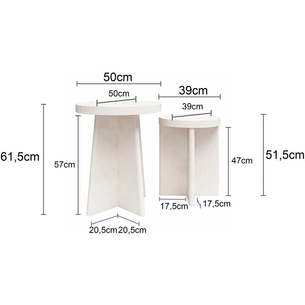 Dorel Liam Cream Round Plaster End Tables Set of 2 Image 9