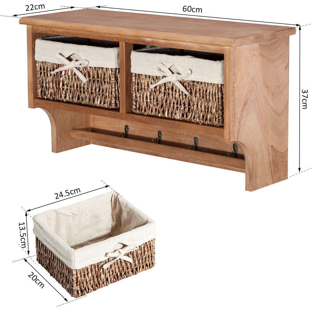 HOMCOM Brown Storage Unit with 2 Baskets Image 9