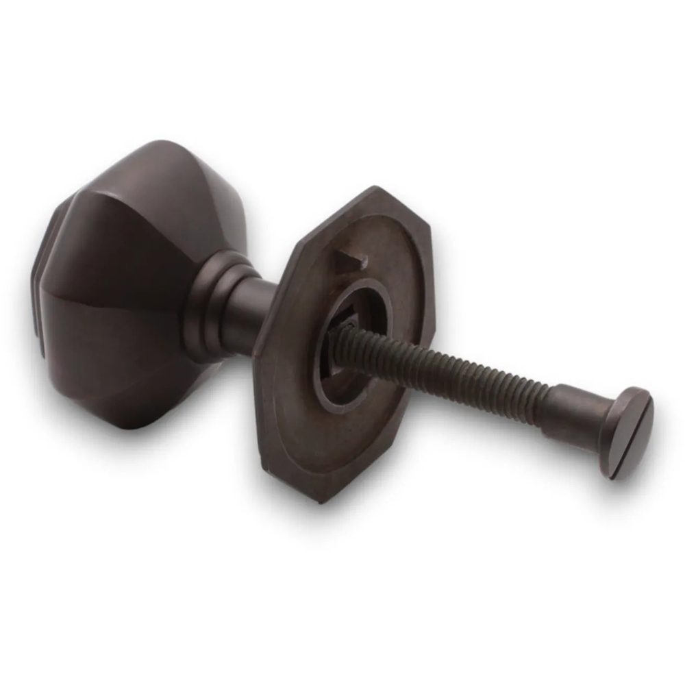 Spira Brass Aged Bronze Octagonal Centre Door Knob Image 4