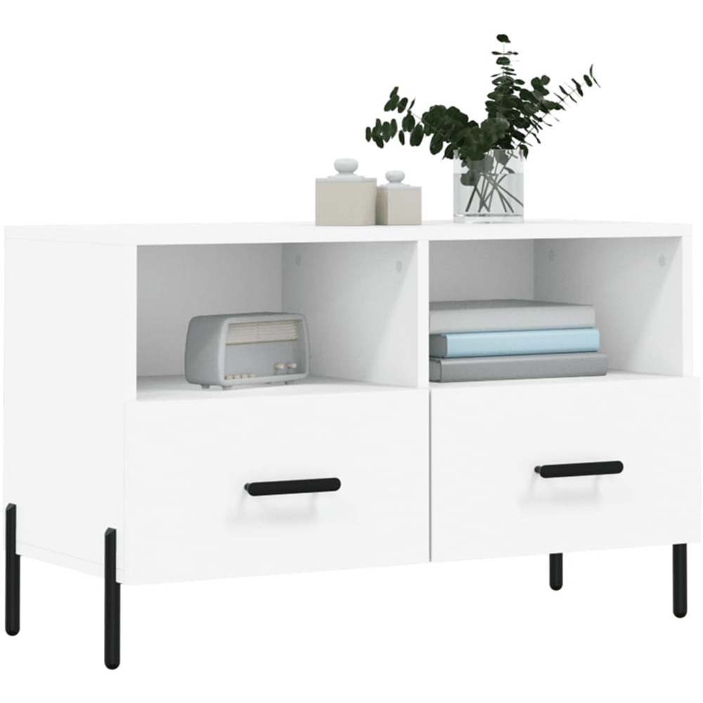 vidaXL 2 Drawer 2 Shelf White TV Cabinet Image 3