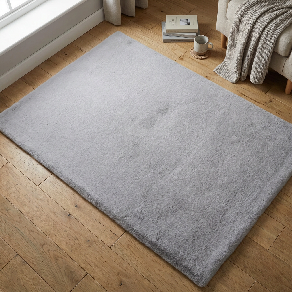 Lux Rabbit Faux Fur Rug - Glacier Image 4