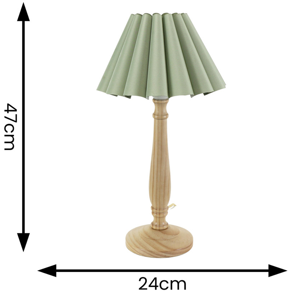 ValueLights Victoria Sage Green Scallop Shade Light Wood LED Table Lamp Image 4