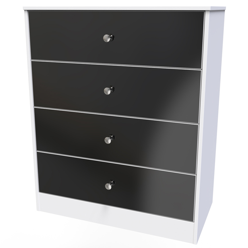 Crowndale Worcester 4 Drawer Matt Black and White Chest of Drawers Ready Assembled Image 2
