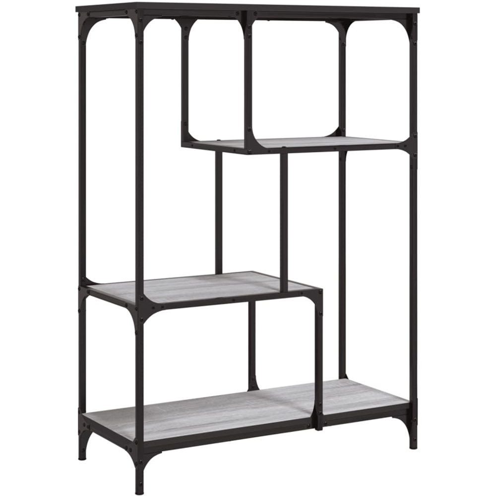 vidaXL 3 Shelf Grey Sonoma Wood and Steel Geometric Bookcase Image 2