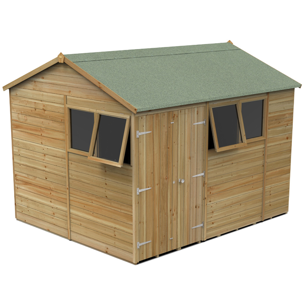 Forest Garden Timberdale 10 x 8ft 2 Opening Tongue and Groove Reverse Apex Garden Shed Image 1