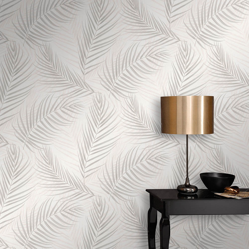 Erismann Modern Palm Leaves White Wallpaper Image 5