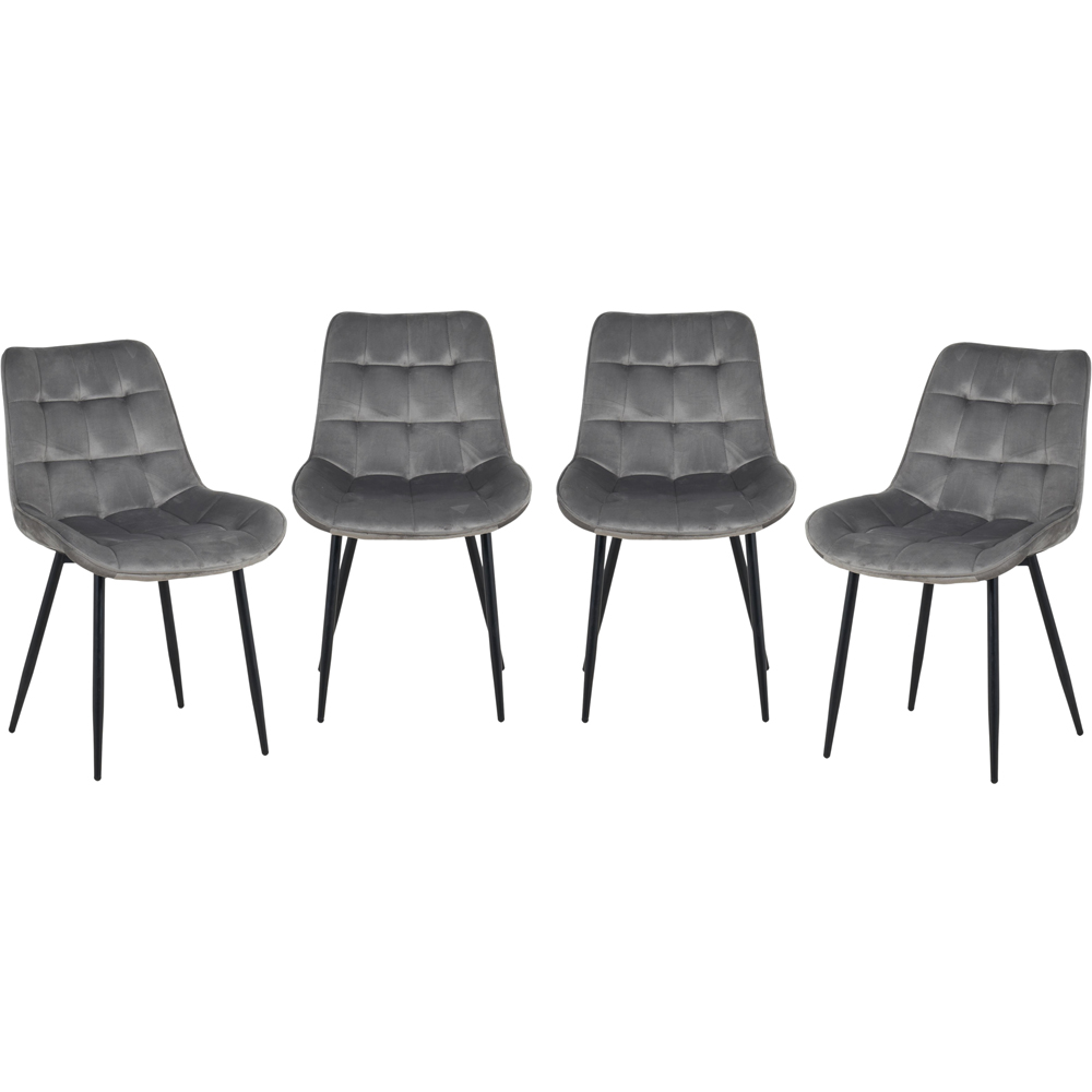 Indoor Living Erica Set of 4 Grey Plush Velvet Dining Chairs Image 2
