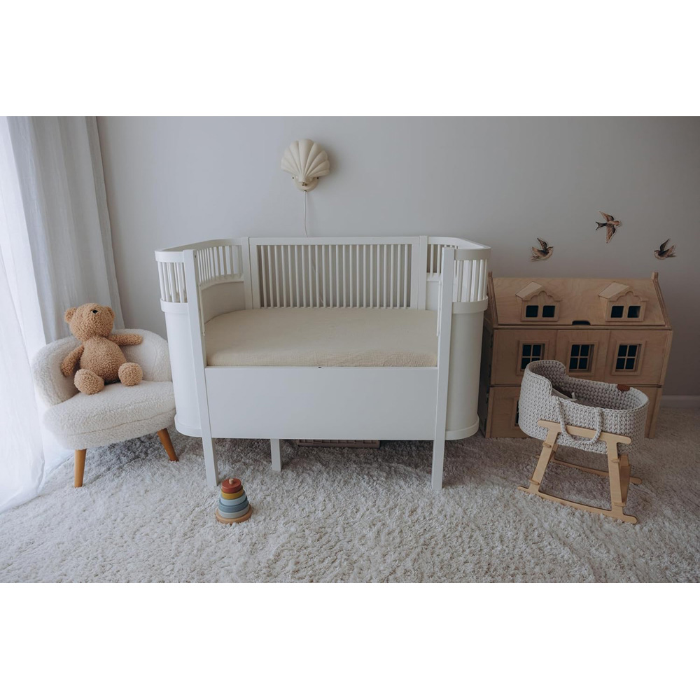 MHG Living Olive and Ecru Cotton Muslin Fitted Cot Bed Sheet 140 x 70cm 2 Pack Image 2
