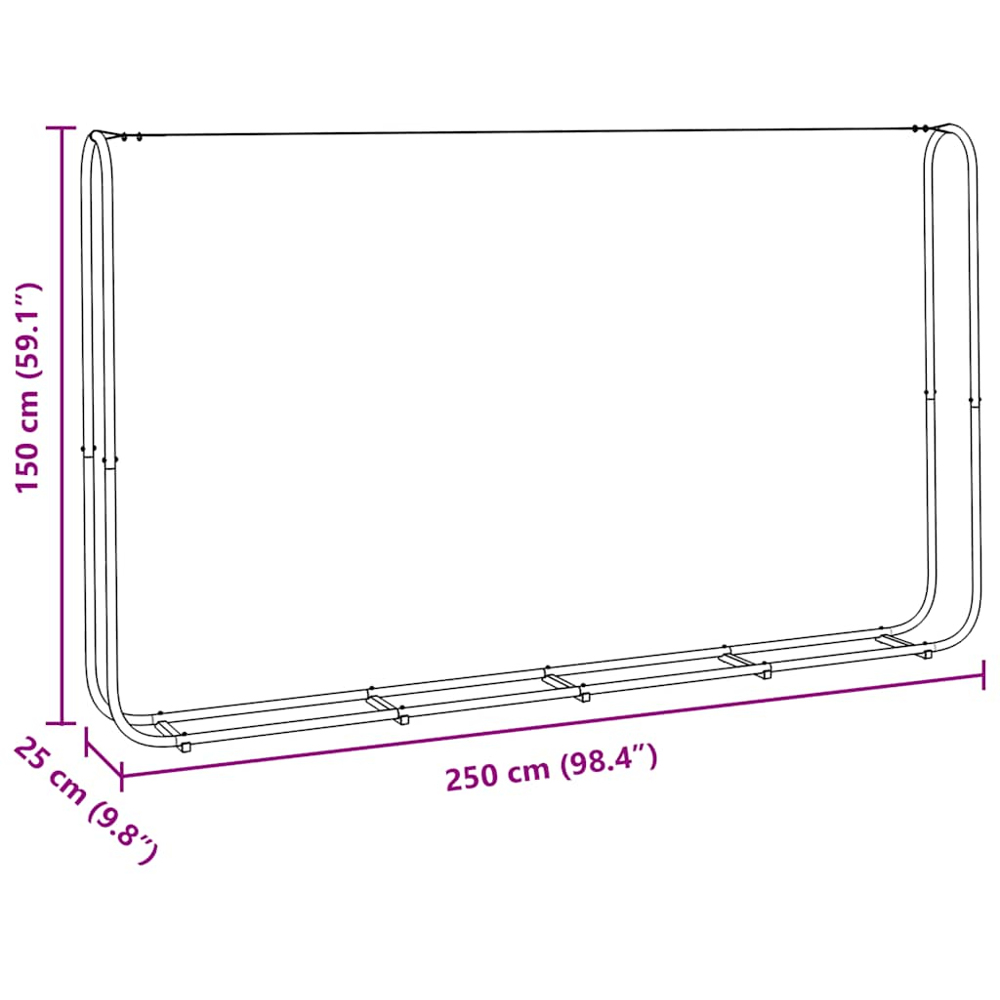 vidaXL Galvanised Steel Wire Silver Firewood Rack 250 x 25 x 150cm Image 6