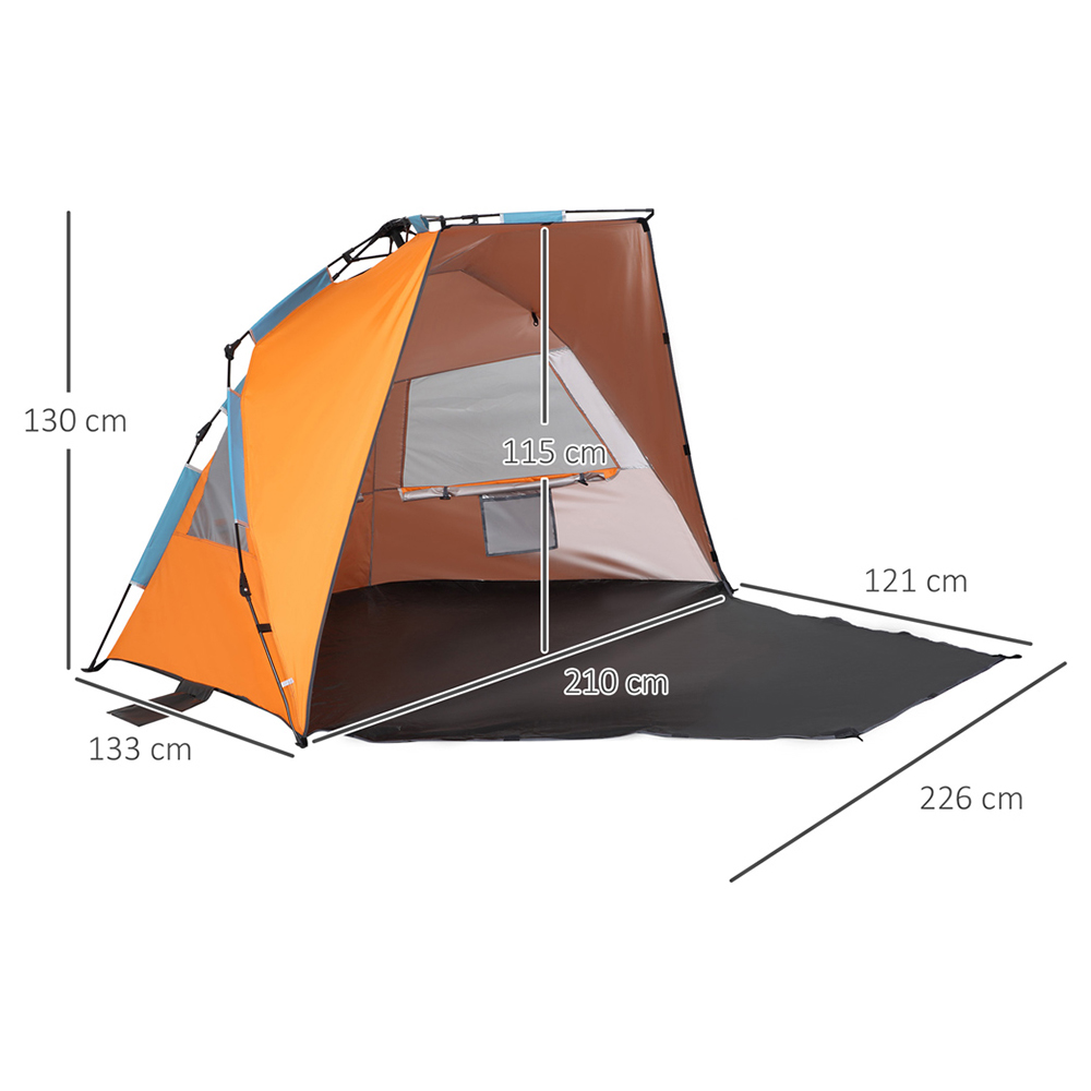 Outsunny Orange 3-Man Easy Set-Up Tent Image 6