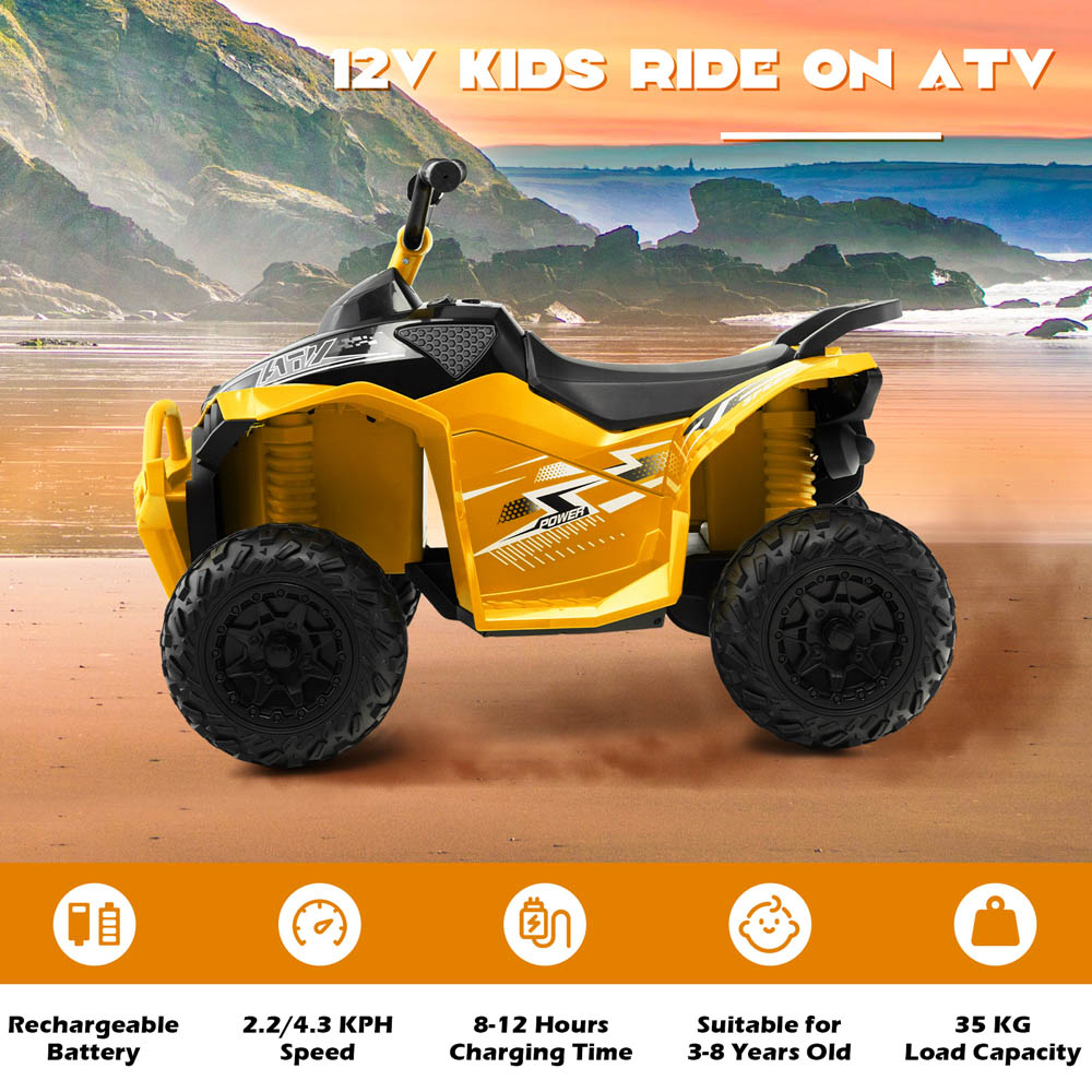 Costway Kids 2 Speed Yellow Ride On ATV with LED Lights 12V Image 5