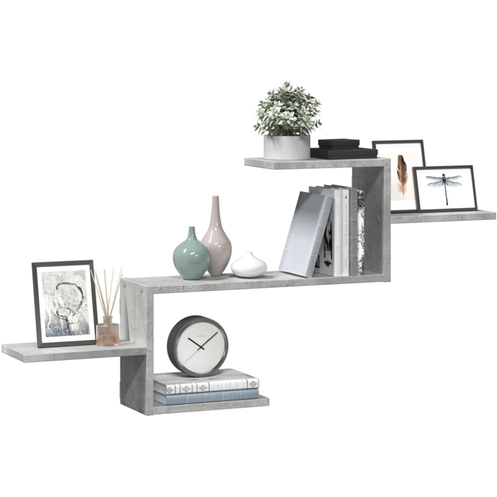vidaXL 104 x 15 x 49cm Concrete Grey Wall Shelf Image 2