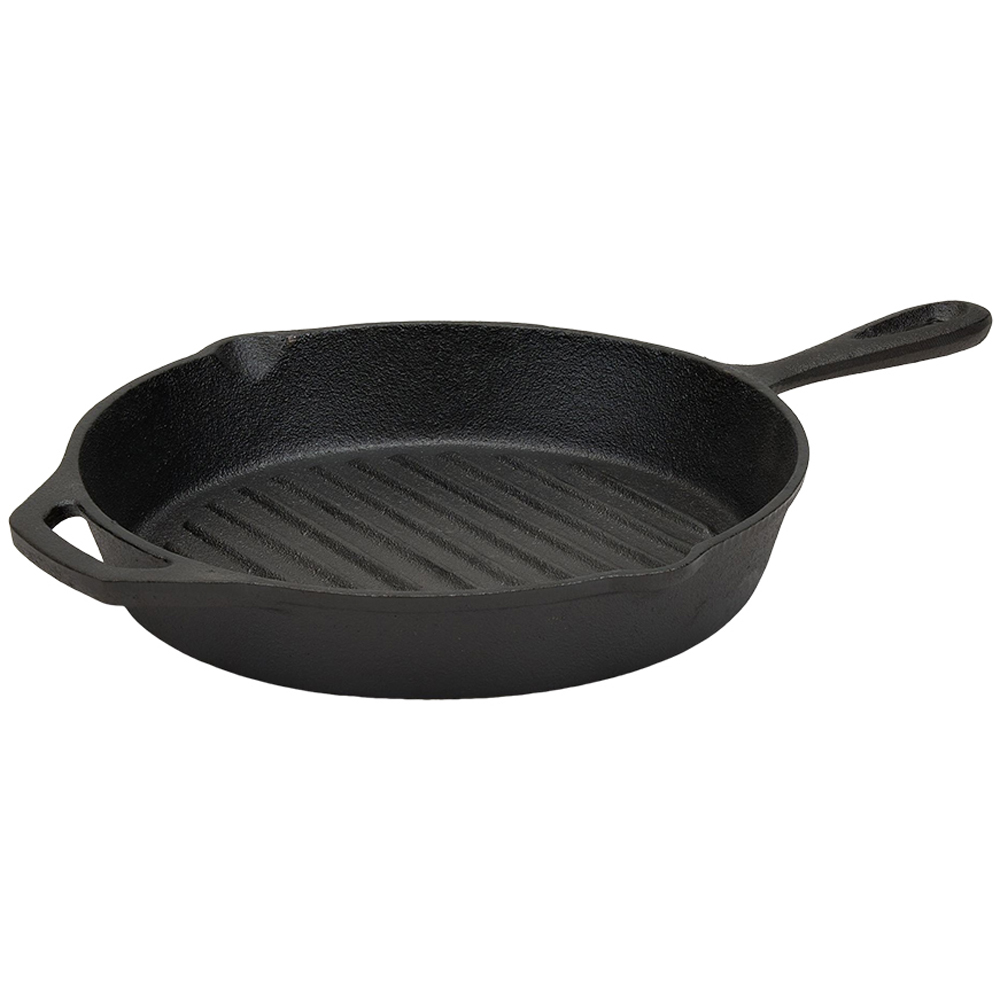 Living and Home Cast Iron Grill Pan with Pouring Spout Image 3