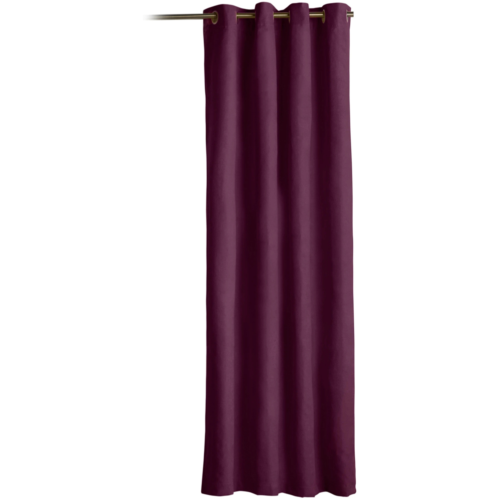 Alan Symonds Aubergine Velvet Chenille Blackout Ring Top Eyelet Curtains 137 x 213cm Image 2