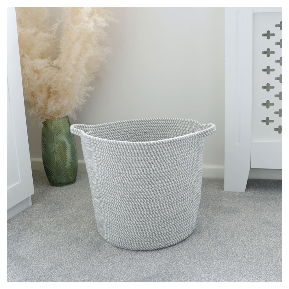 JVL Edison Round Cotton Rope Storage Basket Image 4