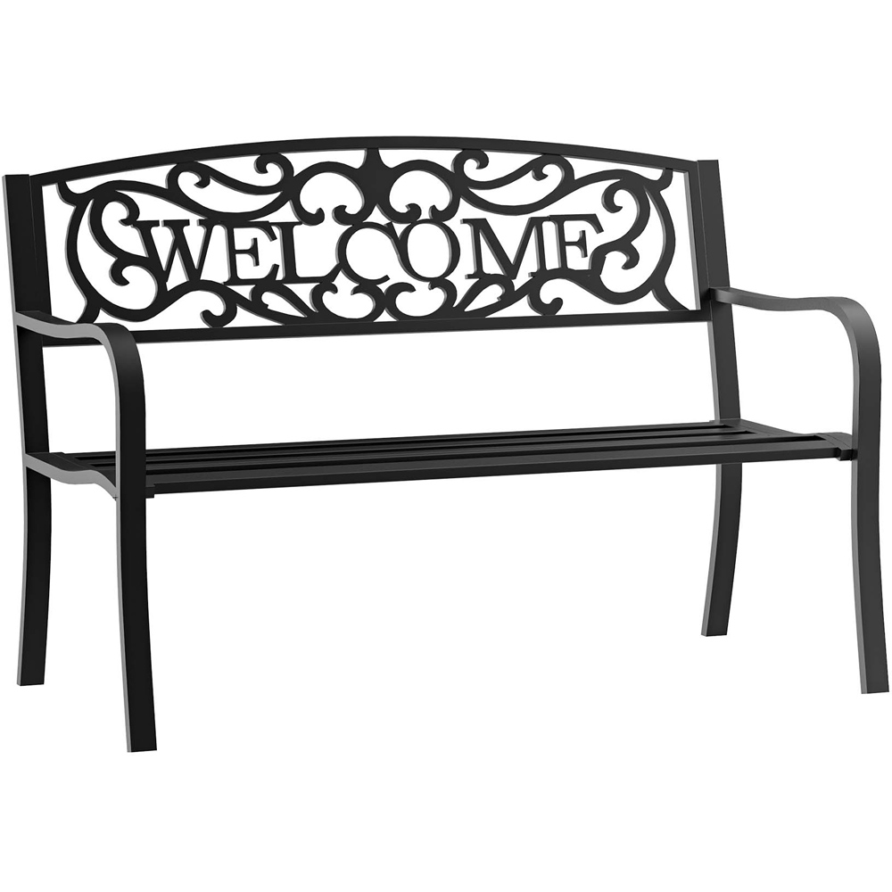 Outsunny 2 Seater Welcome Metal Bench Image 2