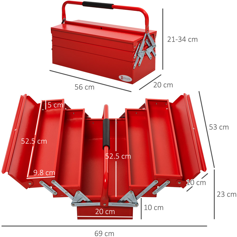 Durhand 5 Tray Red Steel Tool Box Image 8