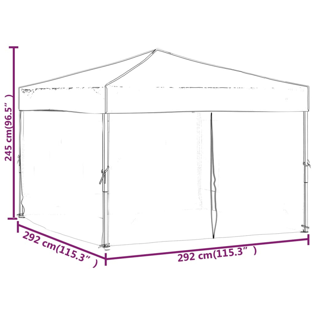 vidaXL 3 x 3m Black Foldable Party Tent with Sidewalls Image 9