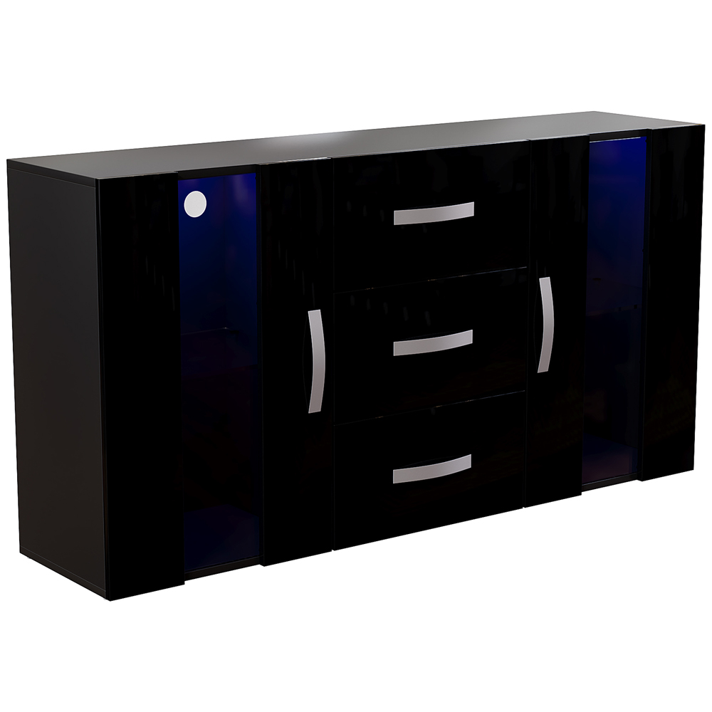 Vida Designs Astro 2 Door 3 Drawer Black LED Sideboard Image 2