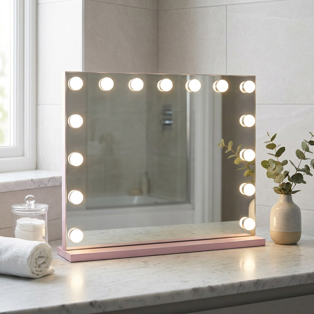 Hollywood LED Wireless Vanity Mirror Pink Image 5