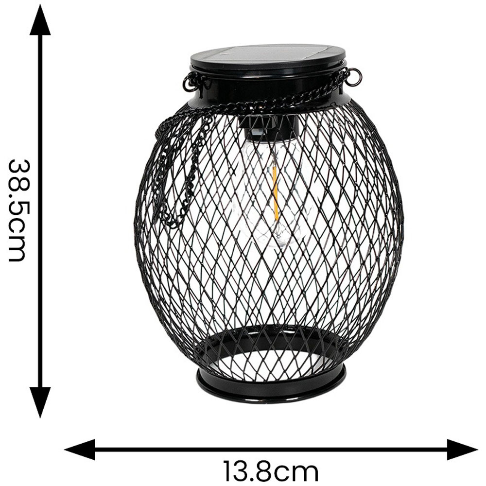 ValueLights Black Metal Mesh Cage Solar Powered Outdoor Garden Lantern Light 2 Pack Image 3