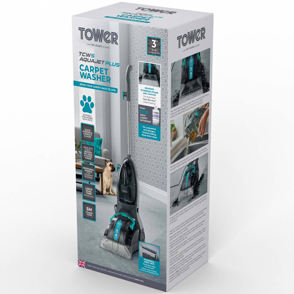 Tower TCW5 AQUAJETPLUS Blue and Grey Carpet Washer 500W Image 2