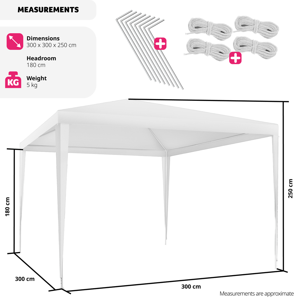 tectake Kara 3 x 3m White Water and UV Resistant Gazebo Image 9