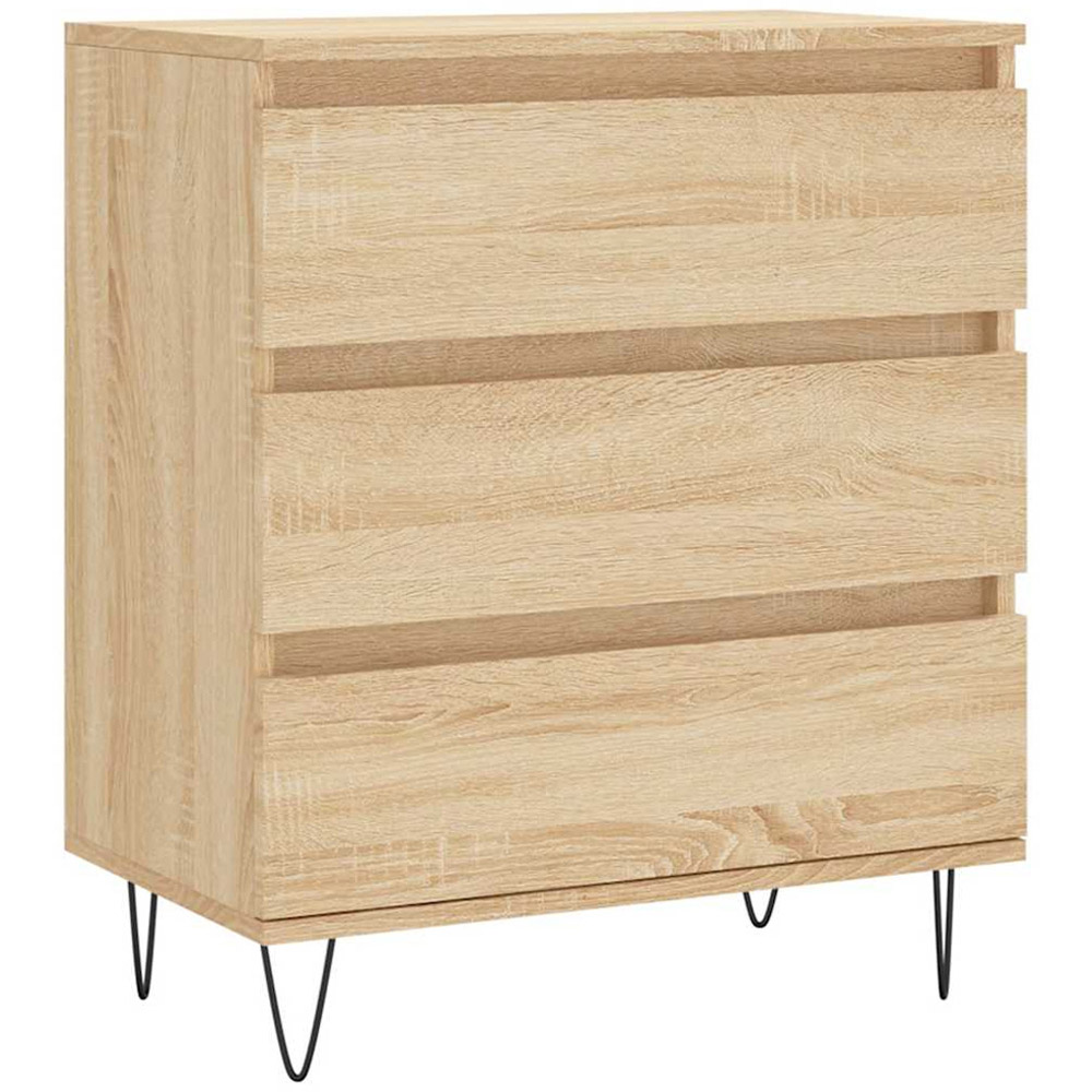 vidaXL 3 Drawer Sonoma Oak Small Sideboard Image 2