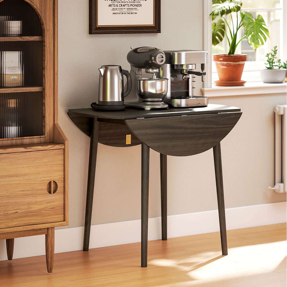 HOMCOM 4 Seater Grey Drop Leaf Dining Table Image 3