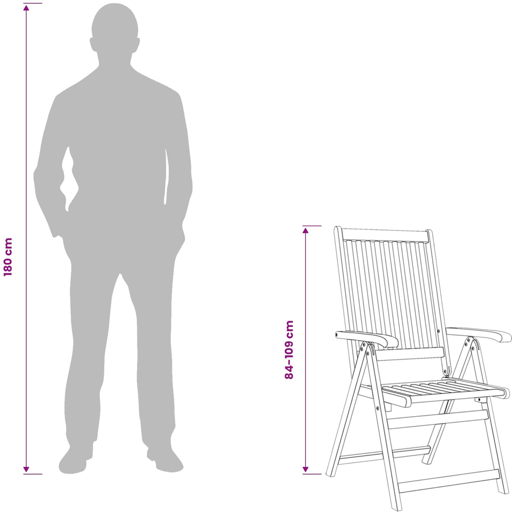 Walplus Set of 2 Solid Acacia Wood Brown Folding Chair Image 9
