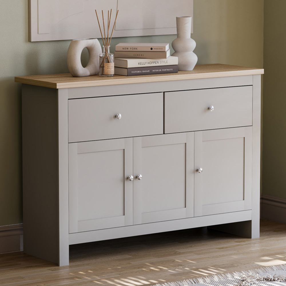 Vida Designs Arlington 3 Door 2 Drawer Grey Sideboard Image 1