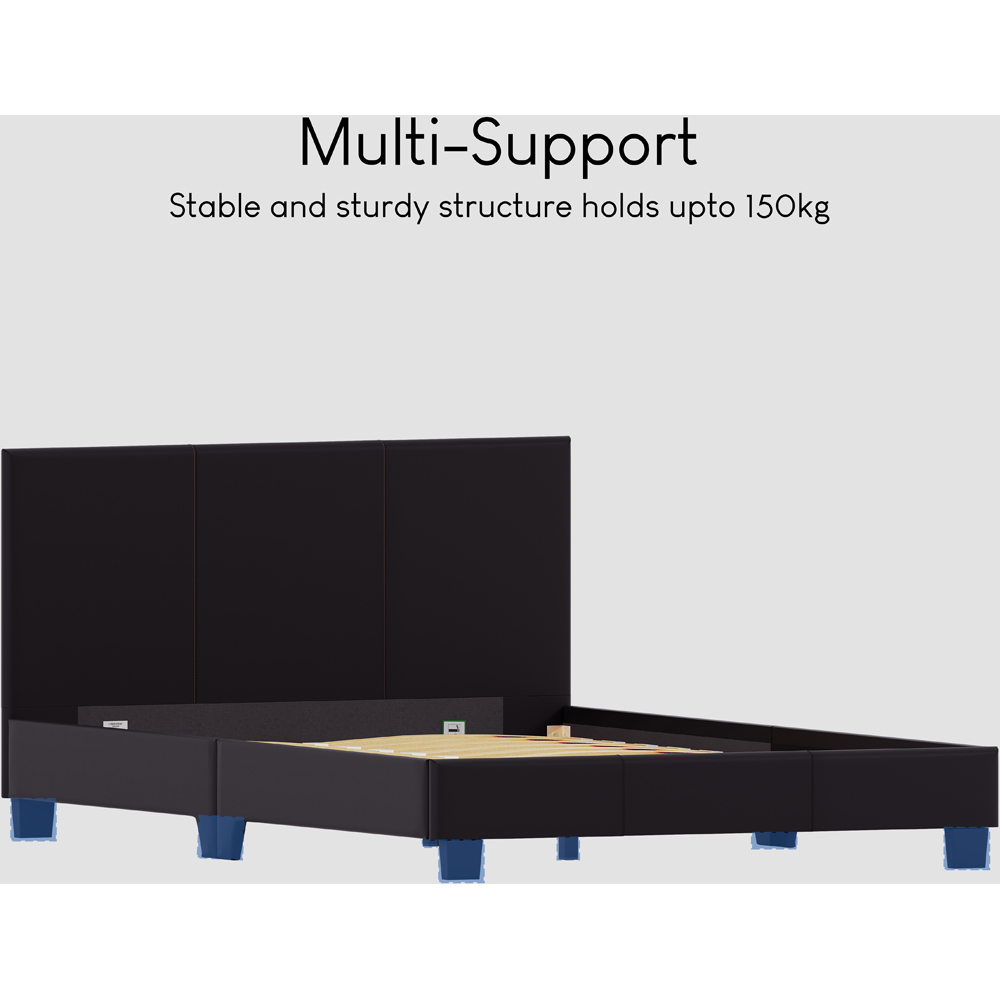 VIDA DESIGNS Lisbon Small Double Black Faux Leather Bed with Gel Memory Foam Mattress Image 6