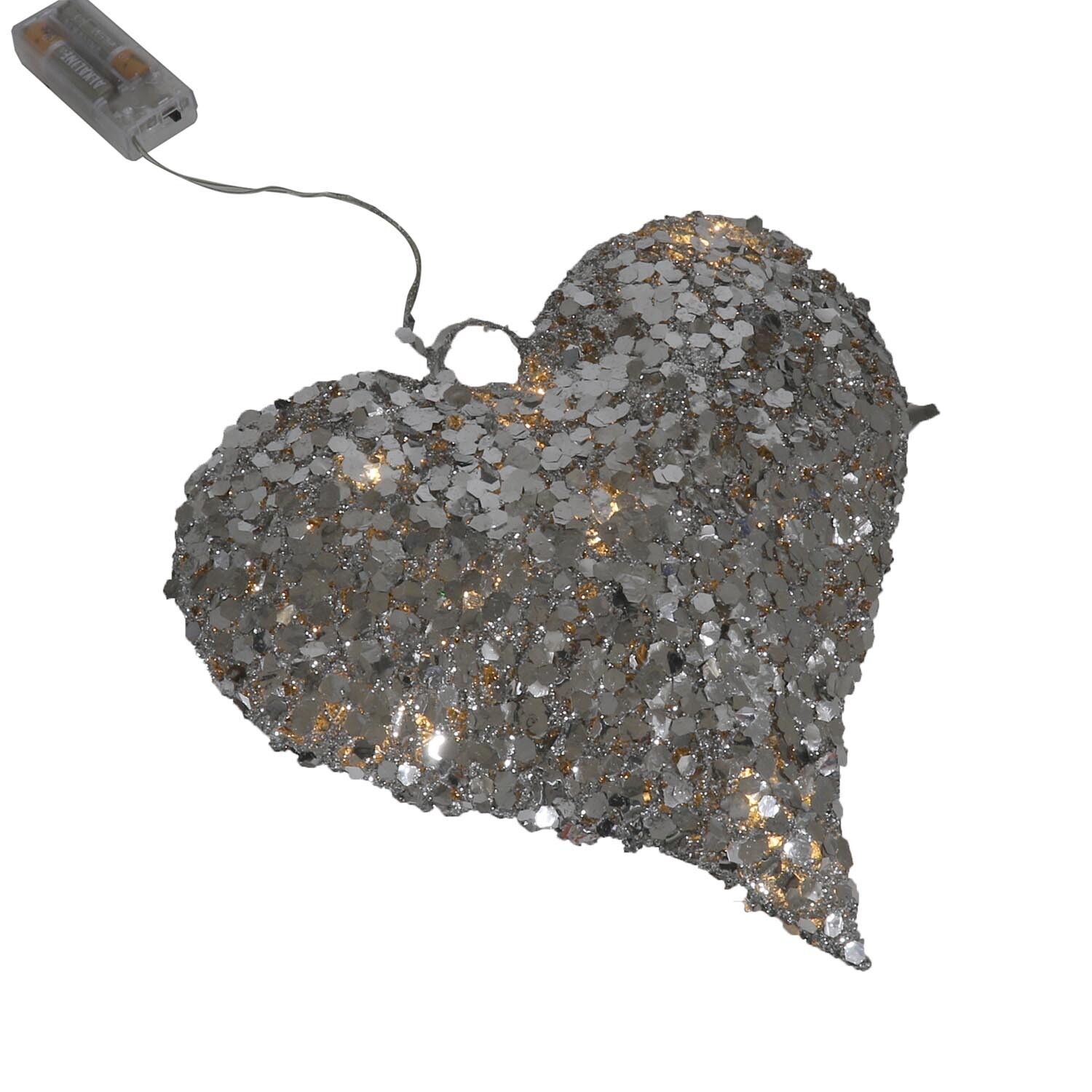Frosted Fairytale Silver Heart LED Hanging Ornament Image 2