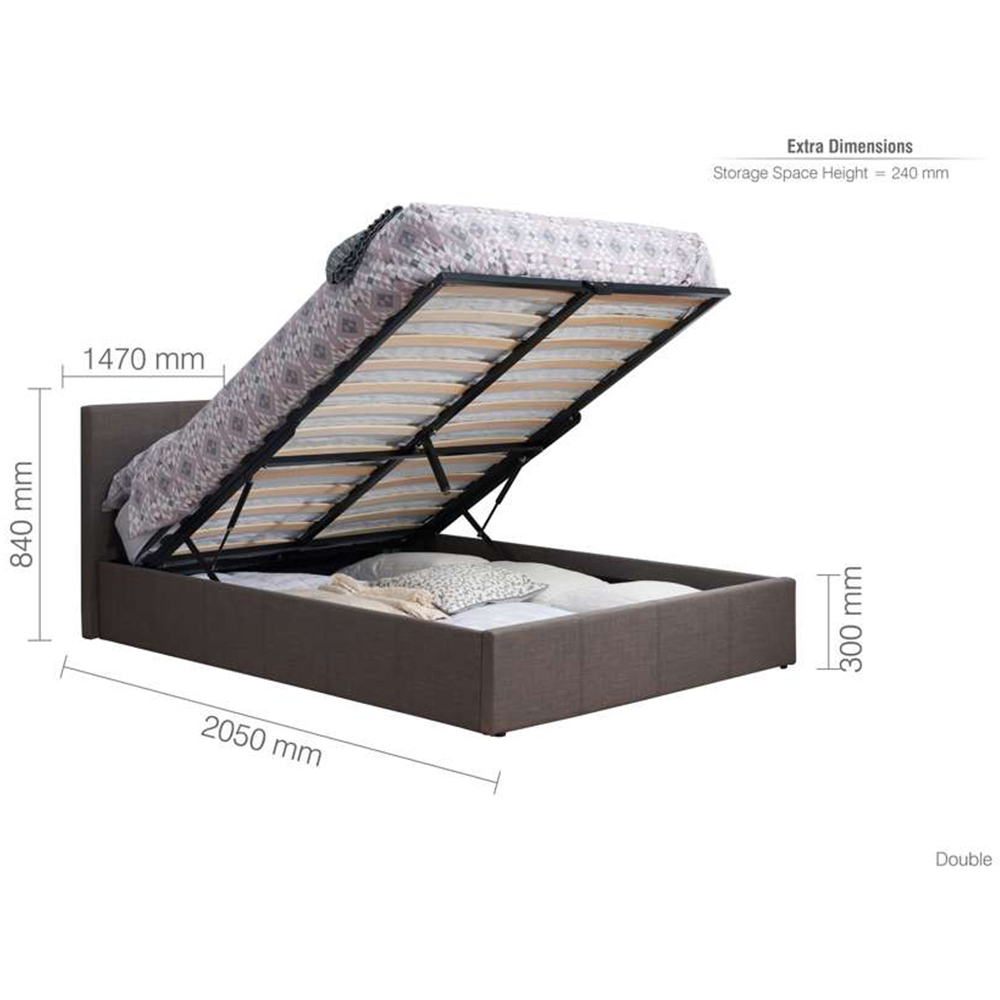 Berlin Double Grey Polyester Ottoman Bed Image 9
