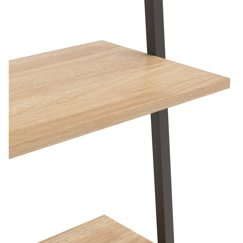 vidaXL 3 Shelf Light Brown Wood and Steel Leaning Bookcase Image 6