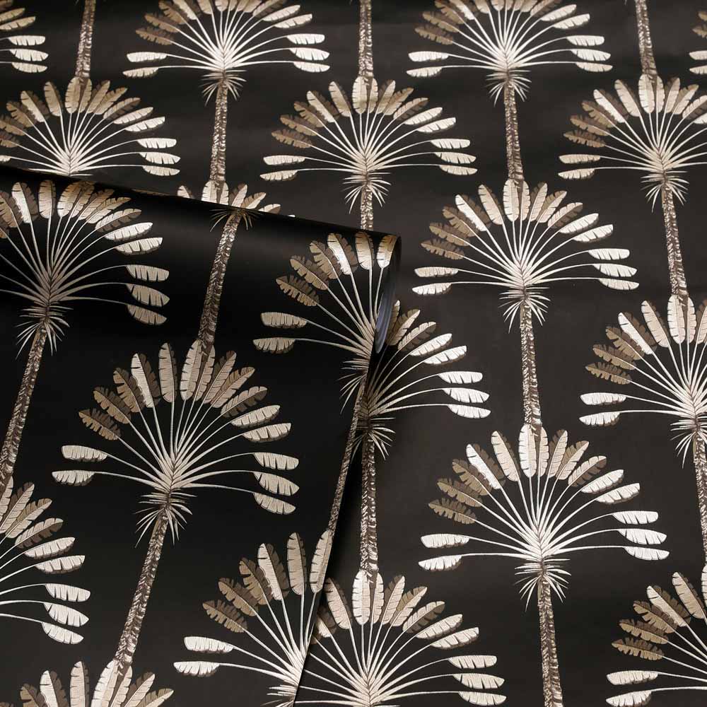 Arthouse Palm Palace Black and Gold Wallpaper Image 2