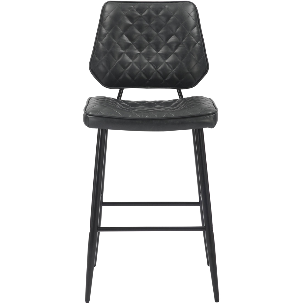 Garrick Set of 2 Real Leather Black Bar Stool Image 5