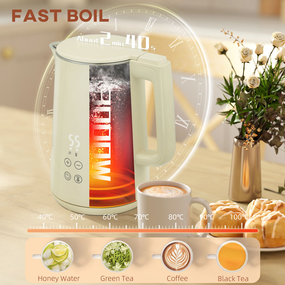 HOMCOM 800-211V70BG Beige 1.5L Fast Boil Electric Kettle 3000W and 2 Slice Toaster Set Image 8