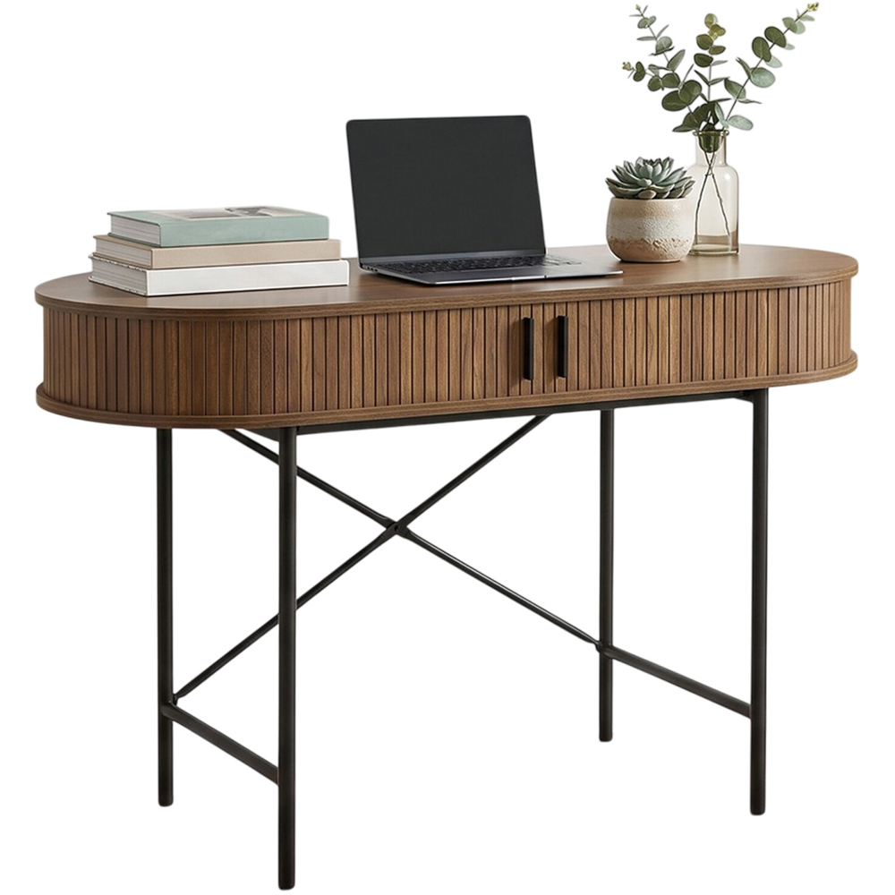 Kali Oval Computer Desk Walnut Image 2