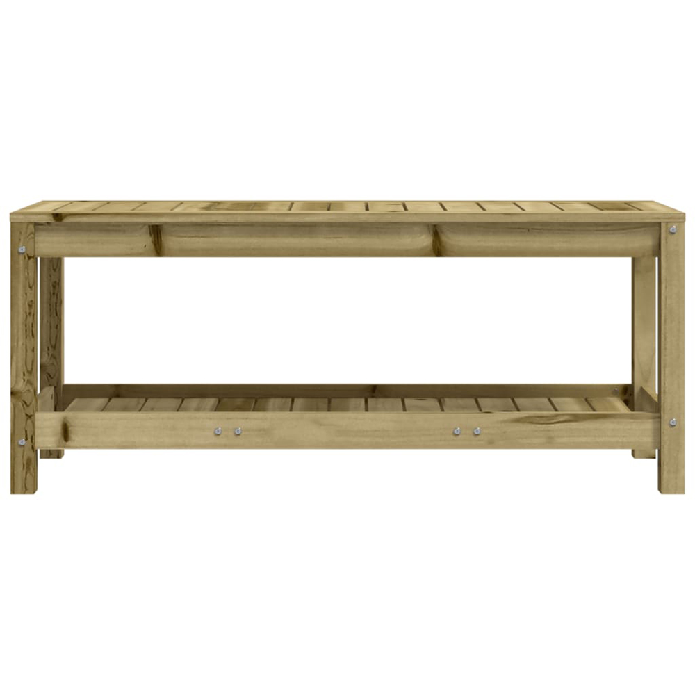vidaXL Natural Impregnated Pine Wood Slatted Garden Bench with Shelf 108 x 35 x 45cm Image 2