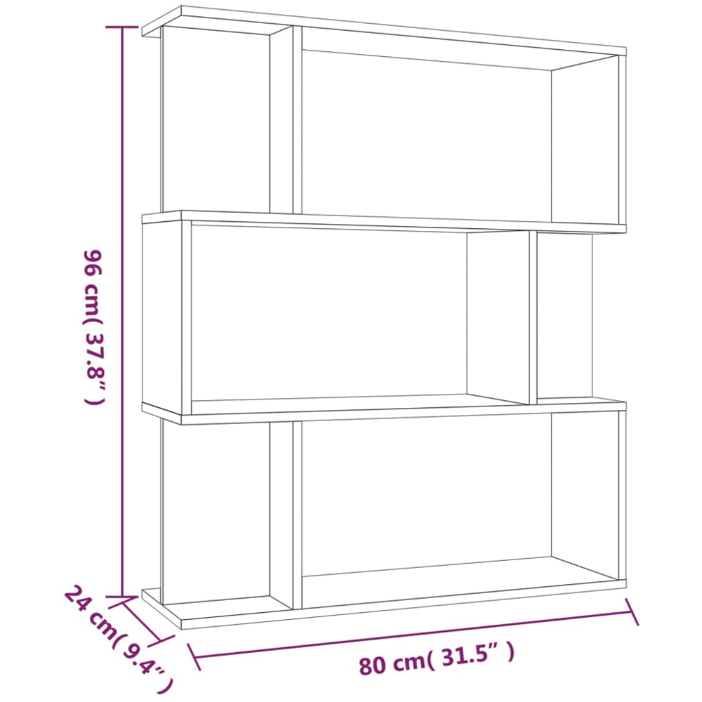 vidaXL 3 Shelf Brown Oak Bookcase Image 9
