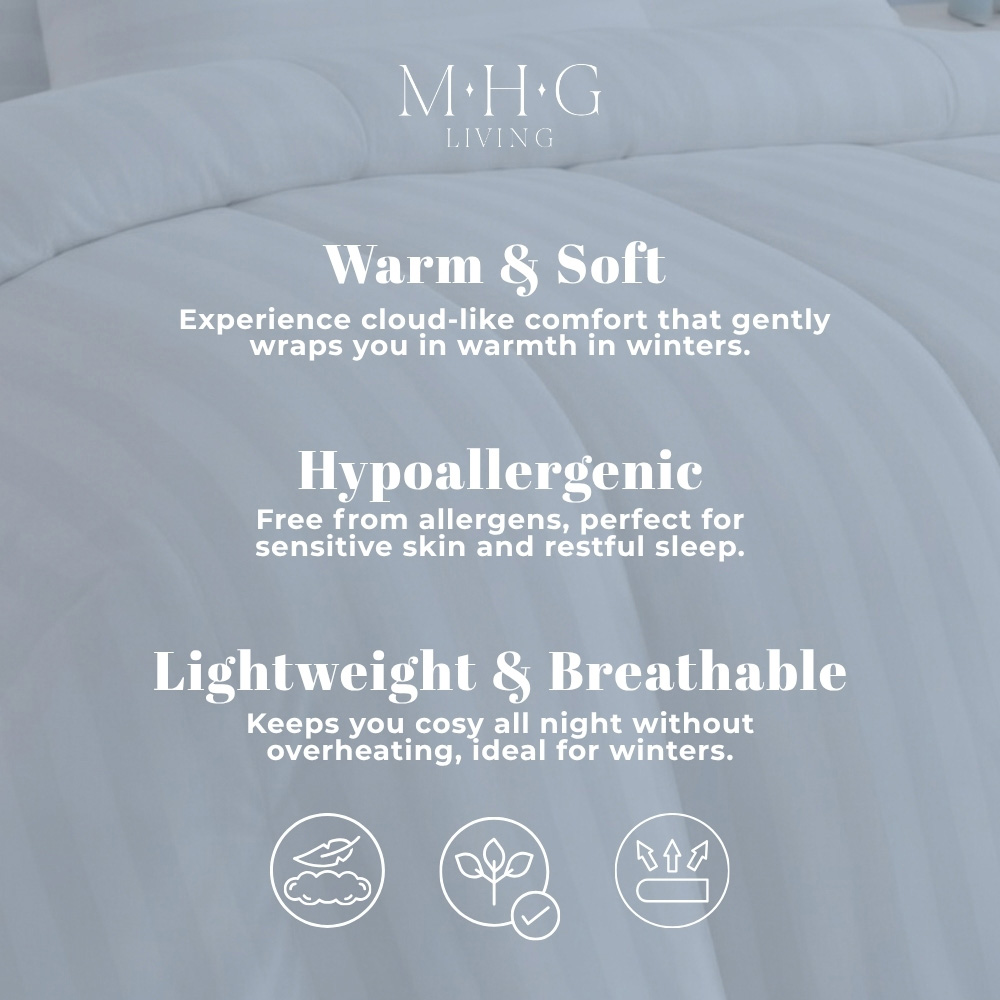 MHG Living Single White Striped Extra Warm Winter Hollowfibre Duvet 15 Tog Image 6