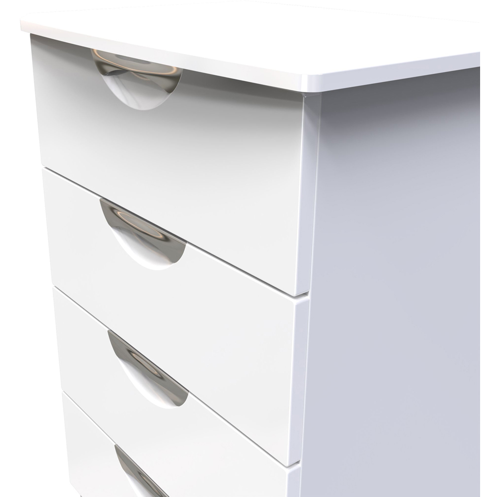 Crowndale Camden 4 Drawer White Gloss and White Midi Chest of Drawers Ready Assembled Image 5