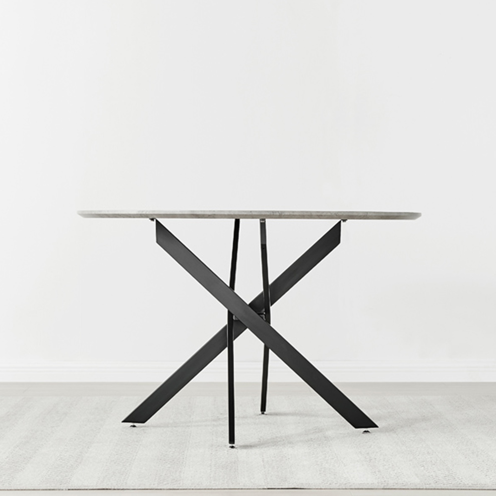 Furniturebox Arona 6 Seater Round Dining Table Concrete and Black Image 6